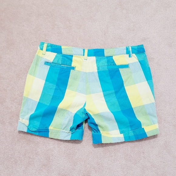 Faded Glory Women's 100% Cotton Ultra Aqua Plaid Shorts Size 10 Y2K Flat Front - Picture 3 of 8